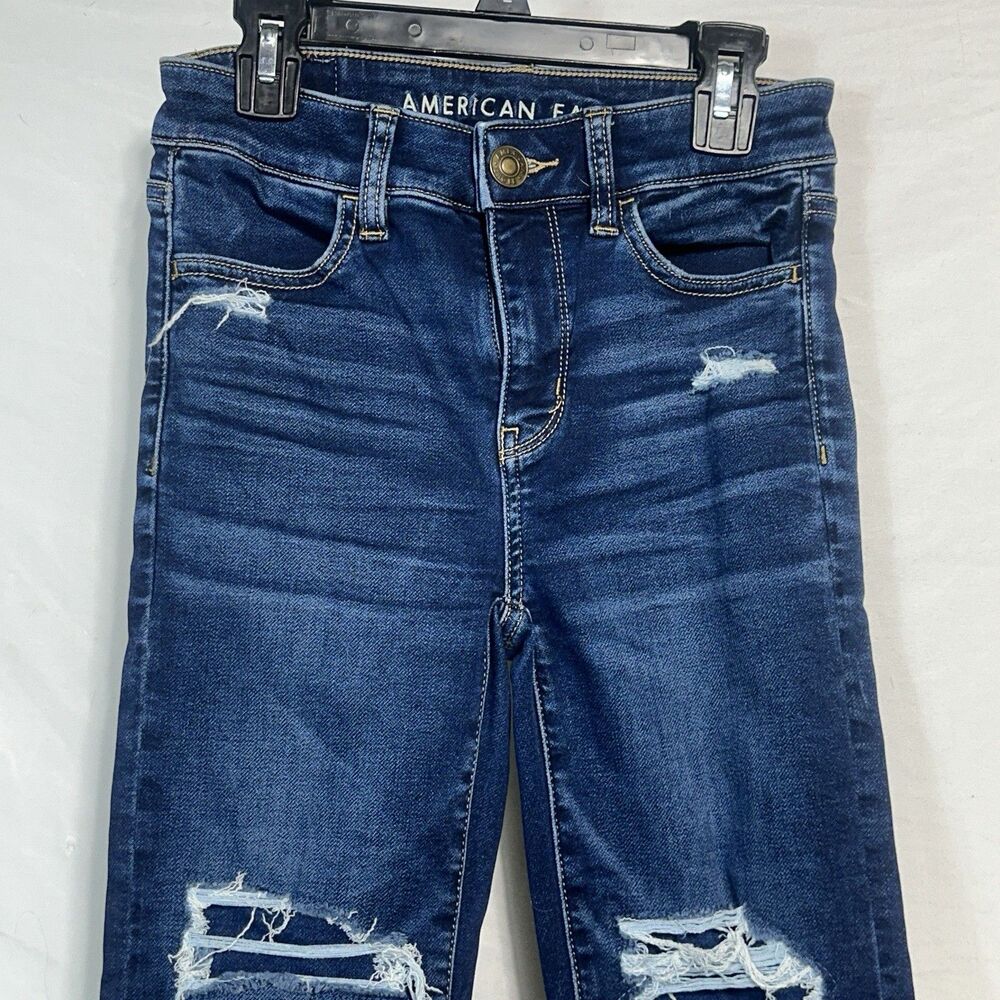 American Eagle Women's Next Level Stretch Hi-Rise Jegging Size 00 Distressed - Picture 4 of 10